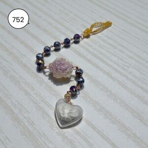 Floral Rose Car Charm – Handmade Beaded Rearview Mirror Accessory